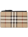 Check Zipper Card Wallet Beige - BURBERRY - BALAAN 2