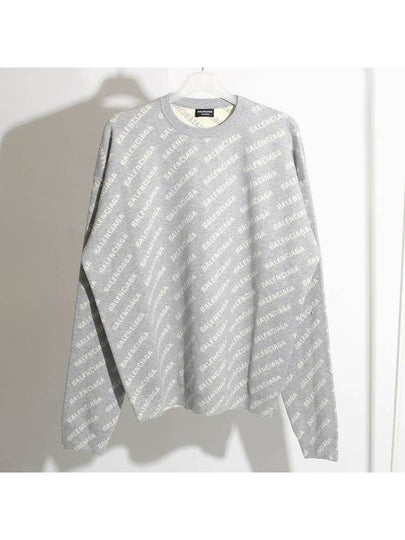 Wool Over Logo Pattern Knit Sweatshirt Grey - BALENCIAGA - BALAAN 2