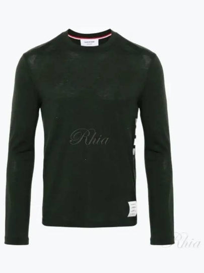 4 Bar Jersey Stretch Wool Knit Top Green - THOM BROWNE - BALAAN 2