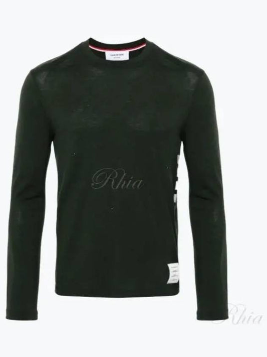 4 bar stripe long sleeve t shirt green - THOM BROWNE - BALAAN 2