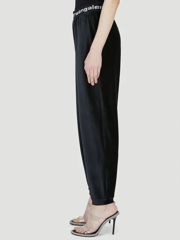 Logo Elastic Stretch Corduroy Track Pants Black - ALEXANDER WANG - BALAAN 3