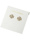 Crystal Logo Stud Earrings Gold - TORY BURCH - BALAAN 7