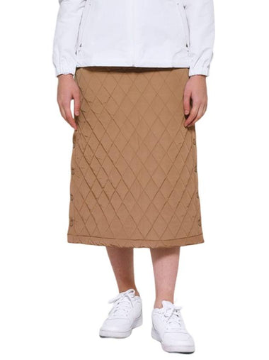 Heart Attack Warm Fit Quilted Skirt Brown - GOXO - BALAAN 1