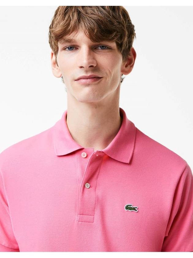 Men's Logo Classic Fit Cotton Short Sleeve Polo Shirt Pink - LACOSTE - BALAAN 5