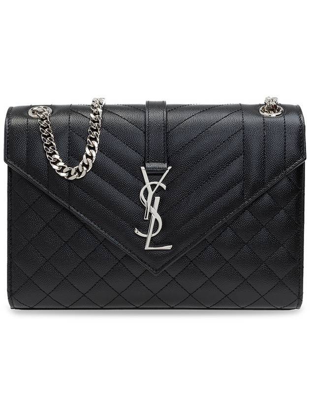 Envelope Medium Chain Bag in Mix Matelasse Grain De Poudre Embossed Leather Black - SAINT LAURENT - BALAAN 2