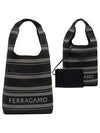 Braided Logo Print Tote Bag Black - SALVATORE FERRAGAMO - BALAAN 4