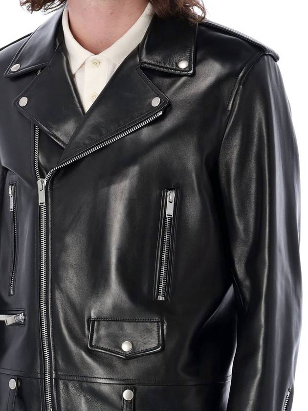 Classic Motorcycle Jacket in Lambskin Black - SAINT LAURENT - BALAAN 4