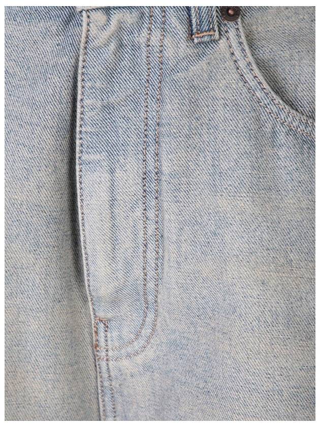 Logo Patch Faded Tapered Baggy Jeans Blue - BALENCIAGA - BALAAN 4