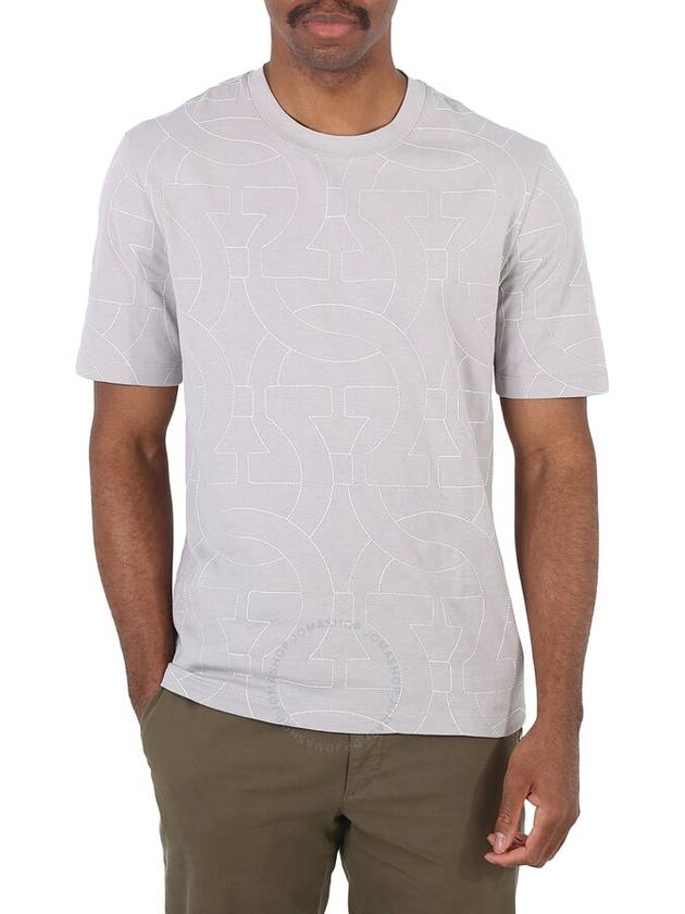 Salvatore Ferragamo Men's Grey Gancini Logo Cotton T-Shirt, Size Small - SALVATORE FERRAGAMO - BALAAN 1