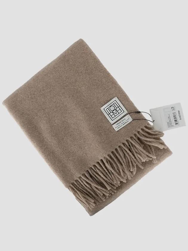 Fringe Edge Knit Muffler Beige - TOTEME - BALAAN.