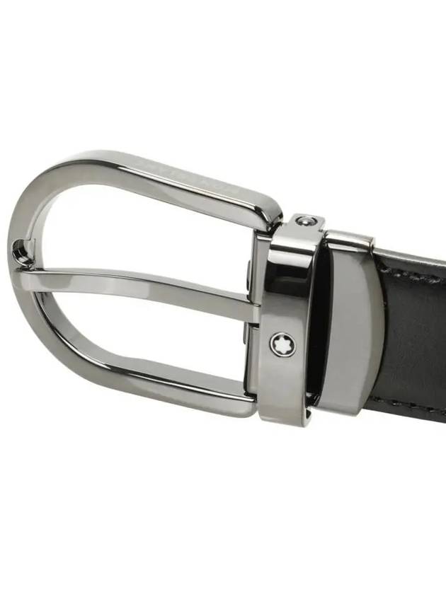 Horseshoe Buckle 30mm Reversible Leather Belt Black Brown - MONTBLANC - BALAAN 5