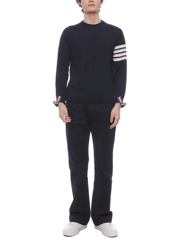 4 Bar Armband Classic Merino Wool Knit Top Navy - THOM BROWNE - BALAAN 4