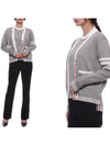 4 Bar Stitch V Neck Cardigan Grey - THOM BROWNE - BALAAN 3