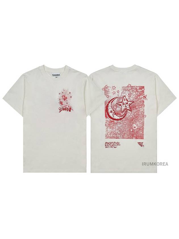 Logo Print Crew Neck Short Sleeve T Shirt White - GANNI - BALAAN 11