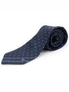 100 Silk Navy White Pattern Tie - DUNHILL - BALAAN 2