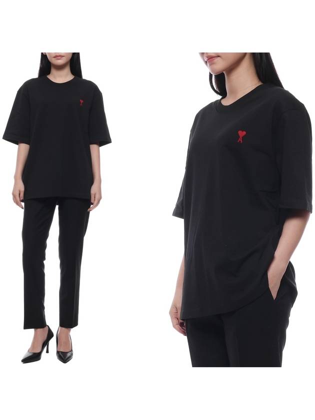 Small Heart Logo Boxy Fit Short Sleeve T-Shirt Black - AMI - BALAAN 2