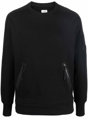 Men's Diagonal Lens Wappen Crew Neck Sweatshirt Black - CP COMPANY - BALAAN 1