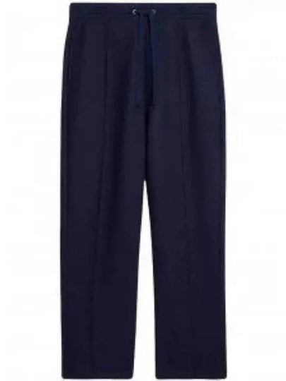 Elastic Waist Viscose Wool Straight Pants Navy - AMI - BALAAN 2