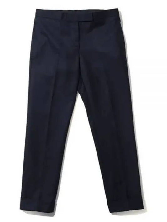 Women's Low Rise Twill Wool Skinny Pants Navy - THOM BROWNE - BALAAN 2