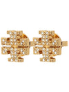 Crystal Logo Stud Earrings Gold - TORY BURCH - BALAAN 2