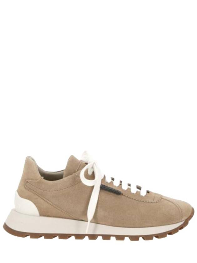 Chain Suede Low Top Sneakers Beige - BRUNELLO CUCINELLI - BALAAN 2