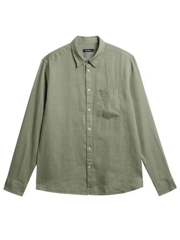 Regular Clean Linen Long Sleeve Shirt Oil Green - J.LINDEBERG - BALAAN 2