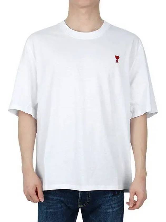 Small Heart Logo Boxy Fit Short Sleeve T-Shirt White - AMI - BALAAN 2