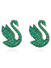 Iconic Swan Stud Earrings Rose Gold Green - SWAROVSKI - BALAAN 5