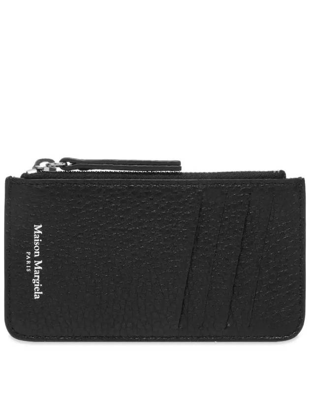 Stitched Zipper Leather Card Wallet Black - MAISON MARGIELA - BALAAN 6