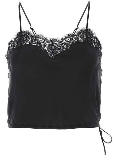 Silk Satin Lingerie Sleeveless Black - SAINT LAURENT - BALAAN 1