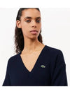 Women s Rings V neck Sweater Navy - LACOSTE - BALAAN 1