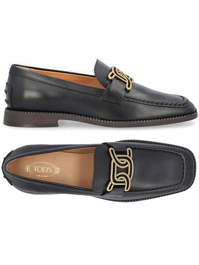 Kate Metal Chain Leather Loafers Black - TOD'S - BALAAN 2