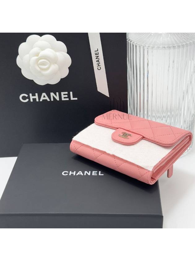 Classic Gold Logo Half Wallet Pink - CHANEL - BALAAN 7