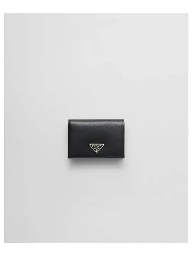 Small Saffiano Leather Half Wallet Black - PRADA - BALAAN 2