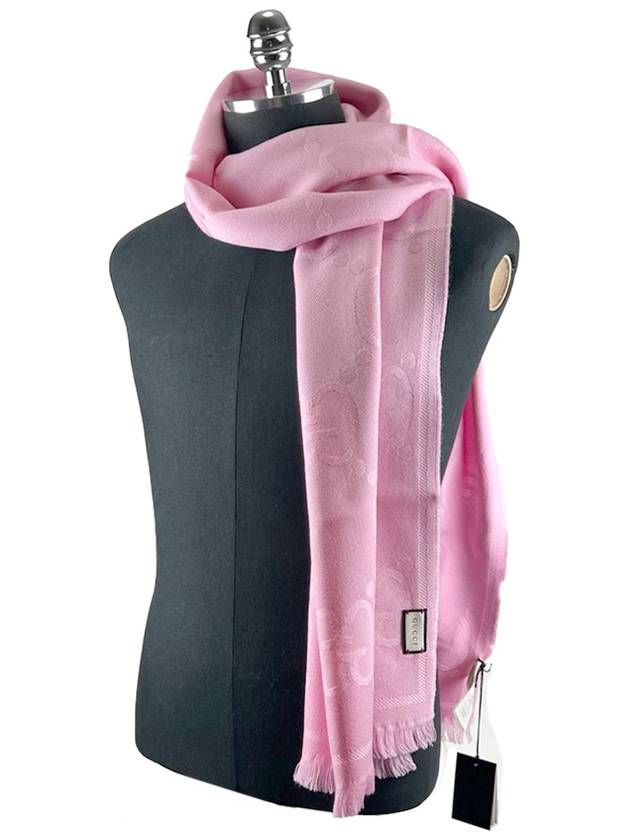 GG logo light pink wool scarf 581537 - GUCCI - BALAAN 2