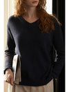 Ale button point soft V-neck knit Navy VNNV01 - LAMARO - BALAAN 3