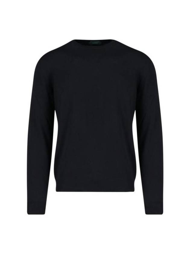 Slim Fit Crew Neck Flexwool Knit Top Black - ZANONE - BALAAN 2