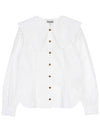 Ruffle Wide Poplin Blouse White - GANNI - BALAAN 2