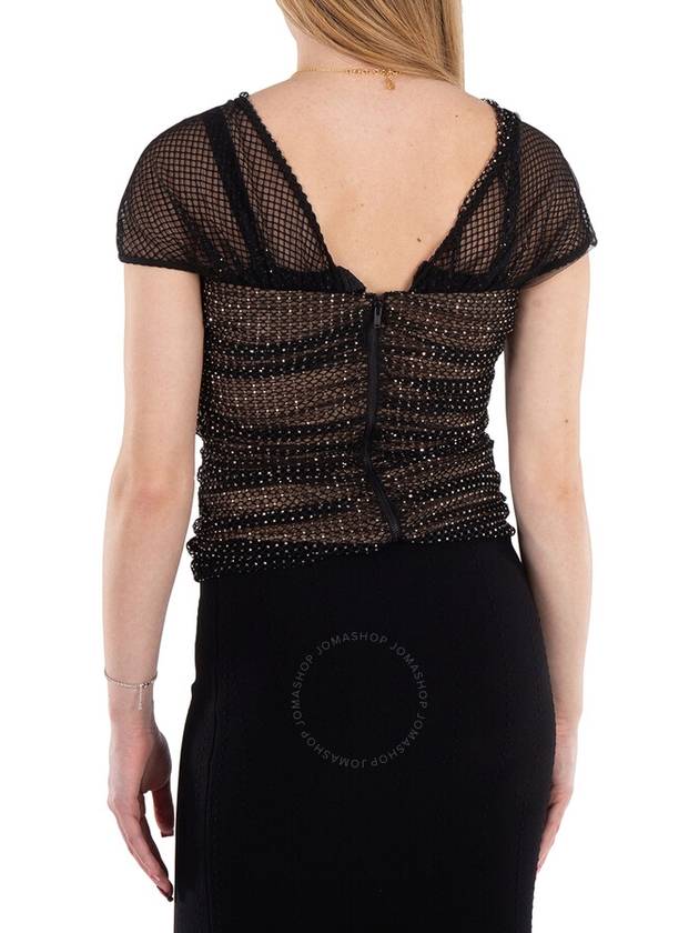 Self Portrait Rhinestone Embellished Fishnet Bardot Top, Brand Size 6 ( US Size 2 ) - SELF PORTRAIT - BALAAN 3