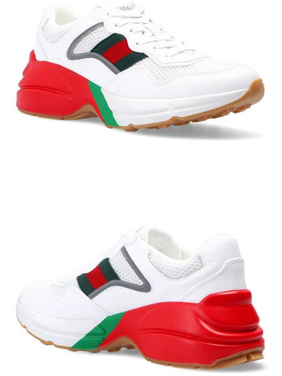 643491 Web Lining Rhyton White Mesh Sneakers - GUCCI - BALAAN 2