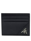 Saffiano Leather Card Wallet Black - PRADA - BALAAN 2