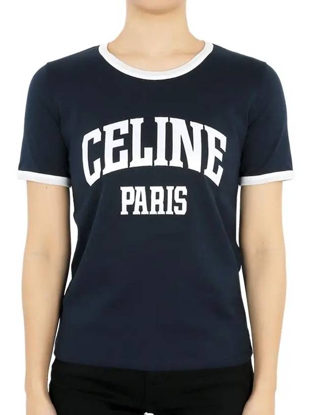 Paris 70s Round Neck Short Sleeve T-shirt Blue - CELINE - BALAAN 3