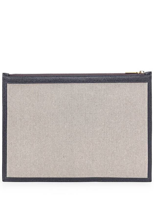 RWB Stripe Two-Tone Canvas Clutch Bag Beige Grey - THOM BROWNE - BALAAN 4