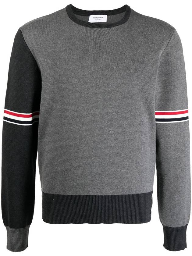 RWB Striped Crew Neck Knit Top Grey - THOM BROWNE - BALAAN 2