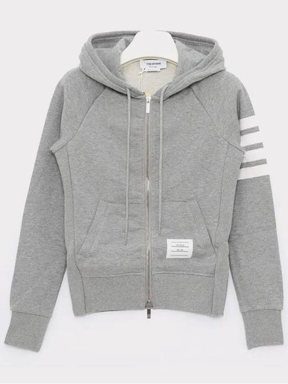 Engineered 4-Bar Stripe Loopback Jersey Knit Zip Up Hoodie Light Grey - THOM BROWNE - BALAAN 2