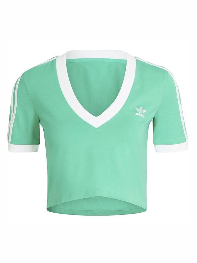 V-Neck Crop Short Sleeve T-Shirt Turquoise - ADIDAS - BALAAN 1