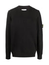 Wappen Patch Crew Neck Wool Knit Top Black - STONE ISLAND - BALAAN 3