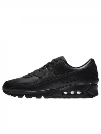 Air Max 90 Leather Low Top Sneakers Triple Black - NIKE - BALAAN 2