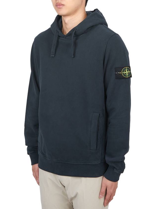 Wappen Patch Brushed Cotton Fleece Hoodie Navy - STONE ISLAND - BALAAN 3