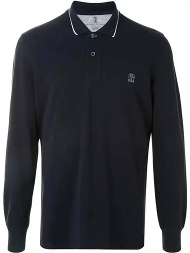 Logo Long Sleeve Polo Shirt Dark Navy - BRUNELLO CUCINELLI - BALAAN 1